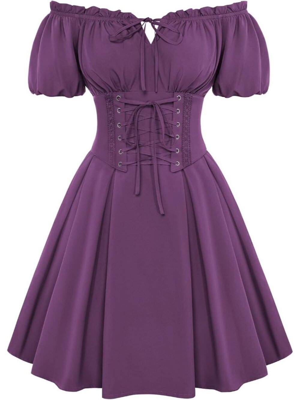 Scarlet Darkness Women  Grape Purple Corset Midi Off Shoulder Fairy Dresses